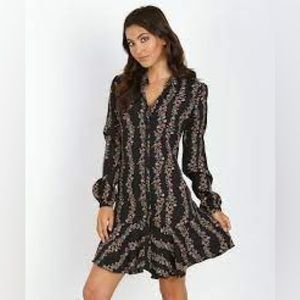 Free People Black Combo button down shirt dress